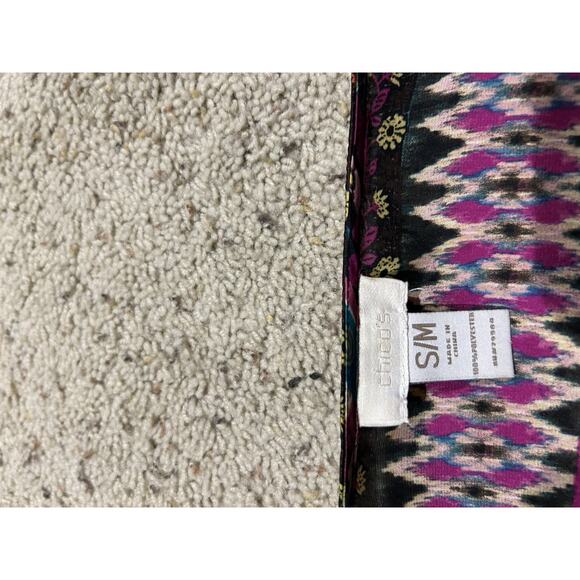 Chicos Top S / M Poncho Stitched Sides Lightweight AZTEC Southwest D25 - Picture 4 of 8